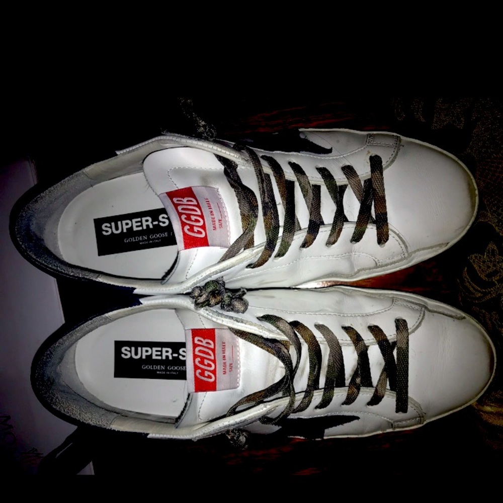 Golden Goose White/Blue Leather Sneaker